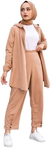 בגדי זיעה של סלמה לנשים של Salma של סלמה | סווטשירט קפוצ'ון רוכסן שרוול ארוך עם מכנסי טרנינג | מוסלמים עוקבים